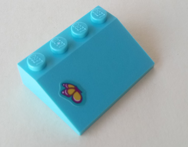 Slope 33 3 x 4 with Yellow and Magenta Butterfly Pattern (Sticker) - Set 41314