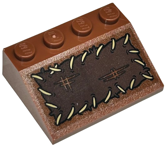 Slope 33 3 x 4 with Dark Brown Fabric with Tears and Tan Stitching Pattern (Sticker) - Set 76429