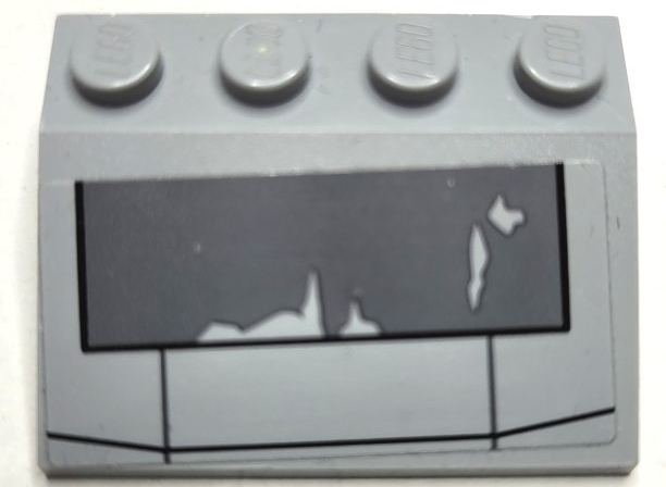 Slope 33 3 x 4 with Dark Bluish Gray Worn Armor Plate with Black Outlines Pattern (Sticker) - Set 75346