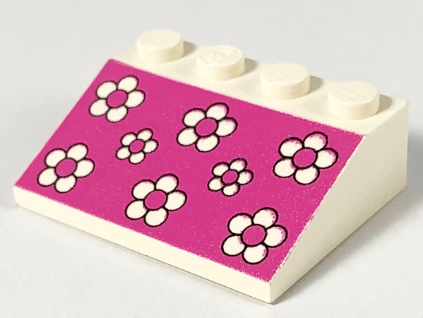 Slope 33 3 x 4 with Black Flower Outlines on Dark Pink Background Pattern