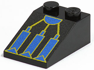Slope 33 3 x 2 with RoboForce Blue and Gold Mechanical Foot Pattern
