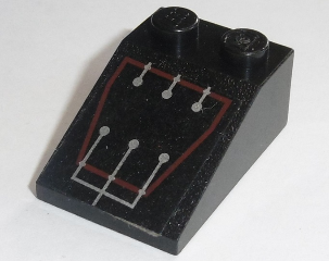 Slope 33 3 x 2 with Silver Circuitry 6 Lines in Red Trapezoid Outline Pattern (Sticker) - Set 7702