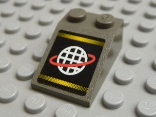 Slope 33 3 x 2 with Alpha Team White Grid with Red Ring, Two Yellow Stripes Pattern (Sticker) - Set 6774