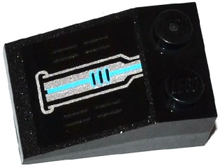 Slope 33 3 x 2 with Vents and Silver and Medium Azure Circuitry Pattern (Sticker) - Set 70169