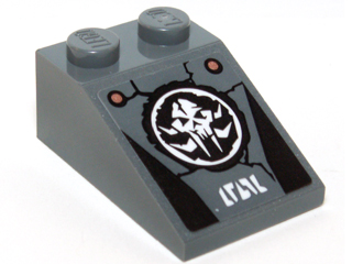 Slope 33 3 x 2 with White Chima Mammoth Skull Emblem, Copper Rivets and White Symbols Pattern (Sticker) - Set 70226