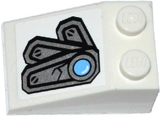 Slope 33 3 x 2 with Cracked Armor Plate and Bright Light Blue Light Pattern Model Left Side (Sticker) - Set 70748