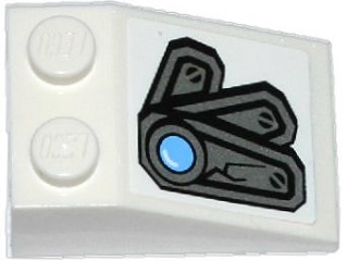 Slope 33 3 x 2 with Cracked Armor Plate and Bright Light Blue Light Pattern Model Right Side (Sticker) - Set 70748