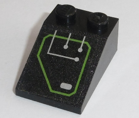 Slope 33 3 x 2 with Silver Circuitry, 2 Lines Straight, 1 Line Bent in Lime Outline Pattern (Sticker) - Set 7709