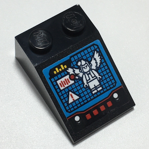 Slope 33 3 x 2 with Control Panel, Screen with Flying Monkey, Lights, Buttons and Switches Pattern (Sticker) - Set 70917