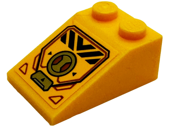 Slope 33 3 x 2 with Black Chevron and Danger Stripes, Gold Latch, Circle and Armor Plates Pattern (Sticker) - Set 71833