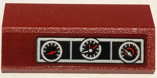 Slope 33 2 x 4 Double with Silver and Black Car Dashboard, Speedometer, and Gauges Pattern (Sticker) – Set 10304