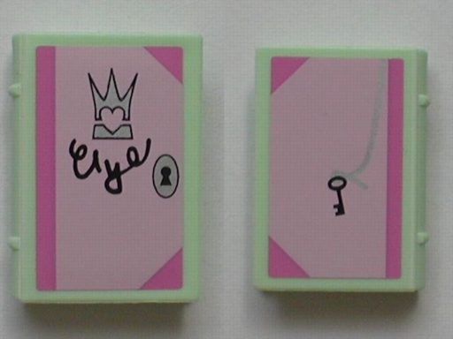 Minifigure, Utensil Book 2 x 3 with Lock and Key, Crown and Love Notes Diary Pattern (Stickers) - Set 5808