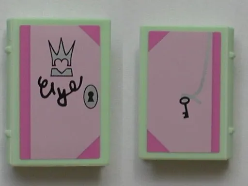 Minifigure, Utensil Book 2 x 3 with Lock and Key, Crown and Love Notes Diary Pattern (Stickers) - Set 5808