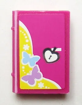 Minifigure, Utensil Book 2 x 3 with Butterflies and Heart Lock Pattern (Sticker) - Set 3315
