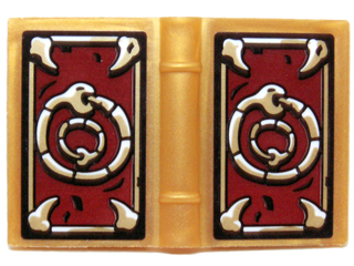 Minifigure, Utensil Book 2 x 3 with Fangs and Snake Eating its Tail (Ouroboros) on Dark Red Background Pattern (Stickers) - Set 70732