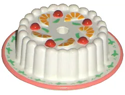 Cake with Red Cherries and Orange Wedges Pattern