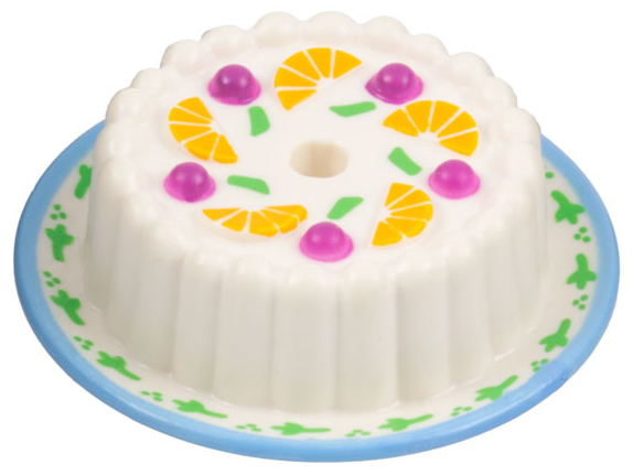 Cake with Dark Pink Cherries and Orange Wedges Pattern