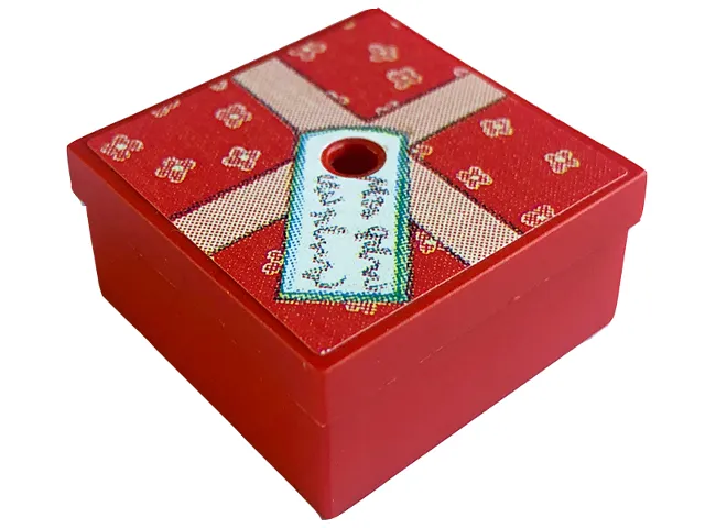 Container, Box 3 1/2 x 3 1/2 x 1 1/3 with Hinged Lid with Flowers Present / Gift Wrap, Ribbon, and Tag Pattern (Sticker) - Sets 3108 / 3243