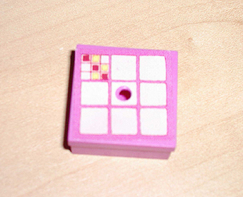 Container, Box 3 1/2 x 3 1/2 x 1 1/3 with Hinged Lid with 9 White Squares Pattern (Sticker) - Set 3117