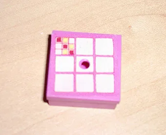 Container, Box 3 1/2 x 3 1/2 x 1 1/3 with Hinged Lid with 9 White Squares Pattern (Sticker) - Set 3117