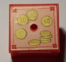 Container, Box 3 1/2 x 3 1/2 x 1 1/3 with Hinged Lid with Coins Pattern (Sticker) - Set 3116