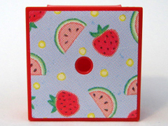 Container, Box 3 1/2 x 3 1/2 x 1 1/3 with Hinged Lid with Strawberries and Watermelon Pattern (Sticker) - Set 3270