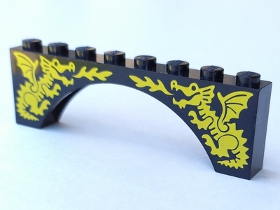 Arch 1 x 8 x 2 with Two Yellow Dragons Pattern