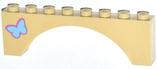 Arch 1 x 8 x 2 with Medium Blue Butterfly Pattern on Left Side (Sticker) - Set 3185