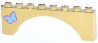 Arch 1 x 8 x 2 with Medium Blue Butterfly Pattern on Left Side (Sticker) - Set 3185