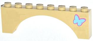 Arch 1 x 8 x 2 with Medium Blue Butterfly Pattern on Right Side (Sticker) - Set 3185