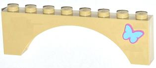 Arch 1 x 8 x 2 with Medium Blue Butterfly Pattern on Right Side (Sticker) - Set 3185