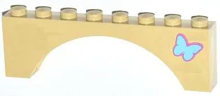 Arch 1 x 8 x 2 with Medium Blue Butterfly Pattern on Right Side (Sticker) - Set 3185