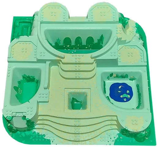 Baseplate, Raised Belville Castle with Yellow Cobblestone, Green Ivy and Blue Fish Pond Pattern (Sticker) - Set 5808