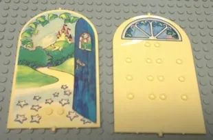 Belville Wall, Door 1 x 10 x 12 Arched Swivel with Open Door and Castle Pattern