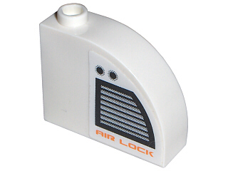 Slope, Curved 3 x 1 x 2 with Hollow Stud with Vent and 'AIR LOCK' Pattern Model Left (Sticker) - Set 7699