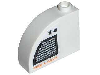 Slope, Curved 3 x 1 x 2 with Hollow Stud with Vent and 'AIR LOCK' Pattern Model Right (Sticker) - Set 7699