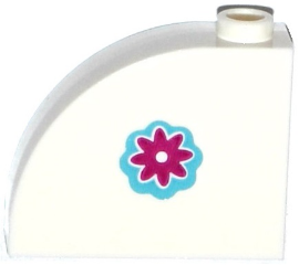 Slope, Curved 3 x 1 x 2 with Hollow Stud with Magenta Flower on Medium Azure Background Pattern Model Left Side (Sticker) - Set 41125