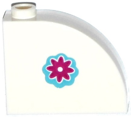 Slope, Curved 3 x 1 x 2 with Hollow Stud with Magenta Flower on Medium Azure Background Pattern Model Right Side (Sticker) - Set 41125