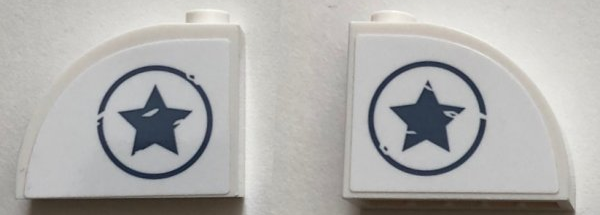 Slope, Curved 3 x 1 x 2 with Hollow Stud with Worn Sand Blue Star in Circle Pattern on Both Sides (Stickers) - Set 76075