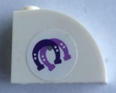 Slope, Curved 3 x 1 x 2 with Hollow Stud with Horseshoes Pattern Model Left Side (Sticker) - Set 41057