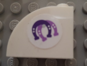 Slope, Curved 3 x 1 x 2 with Hollow Stud with Horseshoes Pattern Model Right Side (Sticker) - Set 41057