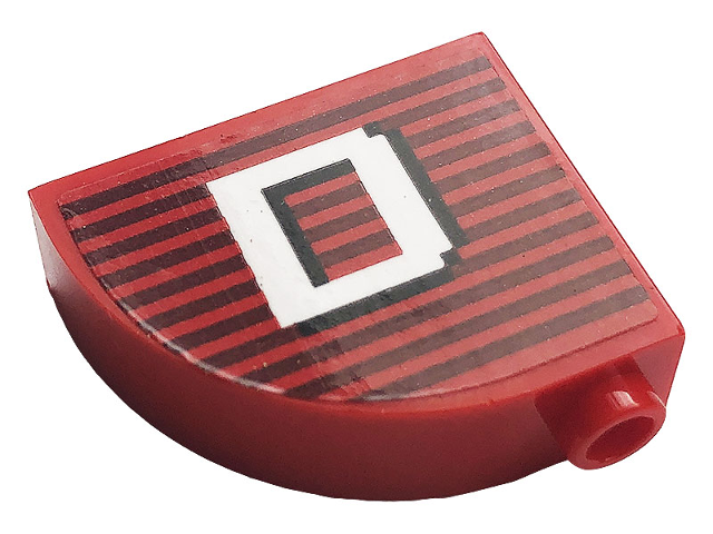 Slope, Curved 3 x 1 x 2 with Hollow Stud with Gray Stripes and White Letter 'D' Pattern (Sticker) - Set 10272