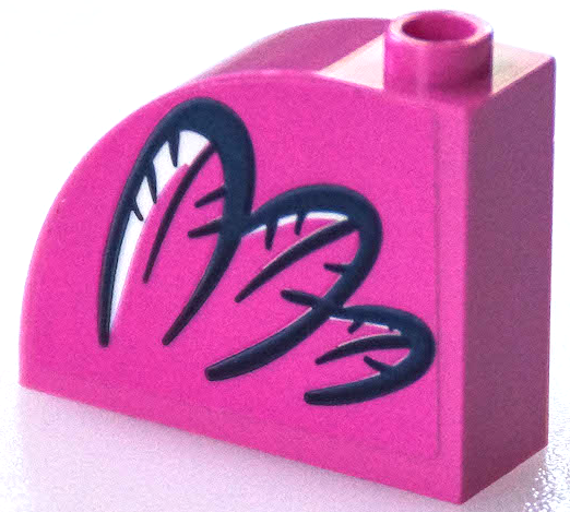 Slope, Curved 3 x 1 x 2 with Hollow Stud with 3 Dark Blue Feathers with White Highlights Pattern Model Left Side (Sticker) - Set 41433