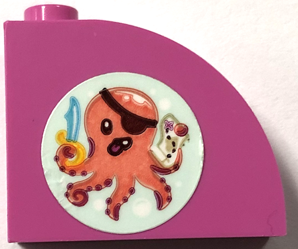 Slope, Curved 3 x 1 x 2 with Hollow Stud with Coral Pirate Octopus Pattern (Sticker) - Set 41720
