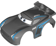 Duplo Car Body 2 Studs on Spoiler with Low Spoiler Sides and Cars Jackson Storm Pattern