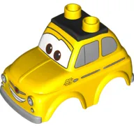 Duplo Car Body 2 Top Studs Compact with Cars Luigi with Silver Side Windows Pattern