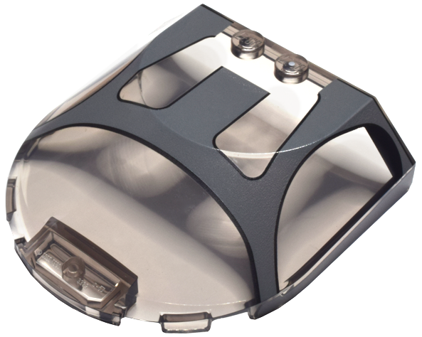 Windscreen 6 x 6 x 1 1/3 Curved with Dark Bluish Gray Pagani Utopia Roof and Black Window Frame Outline Pattern