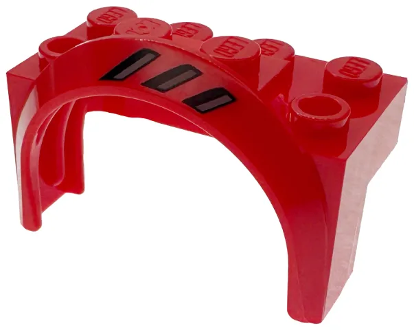 Vehicle, Mudguard 4 x 2 1/2 x 2 with Arch Round with Black and Dark Bluish Gray Air Vents Pattern Model Left Side