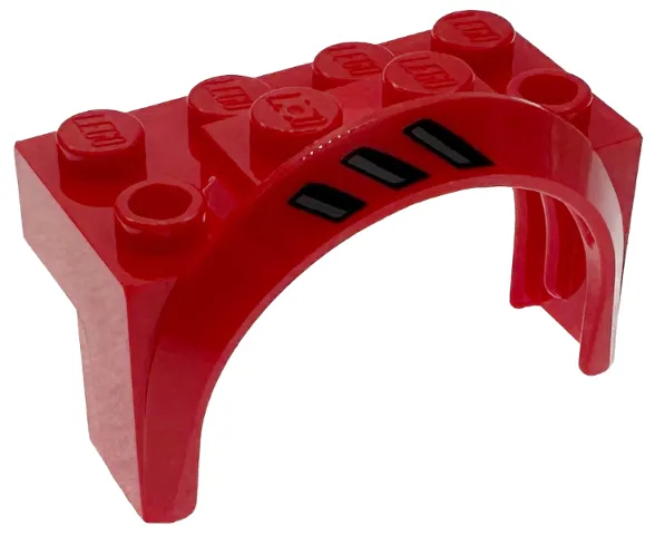 Vehicle, Mudguard 4 x 2 1/2 x 2 with Arch Round with Black and Dark Bluish Gray Air Vents Pattern Model Right Side