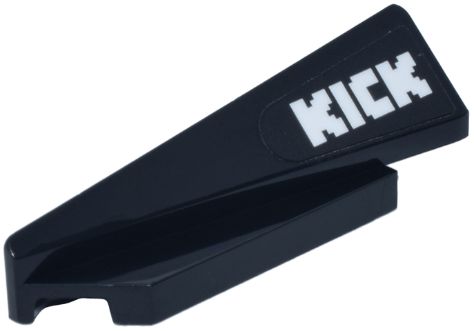 Wedge 5 x 1 x 1 1/3 with 4 x 1 Base Left with White 'KICK' Logo Pattern (Sticker) - Set 77247